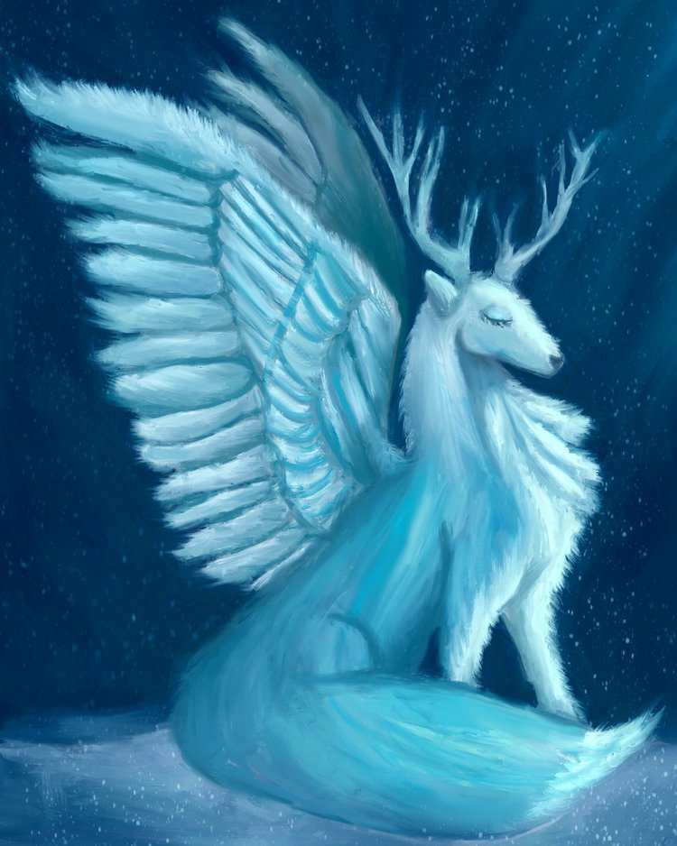 Celestial Winged Deer - Creature design concept, done in Photoshop and Procreate