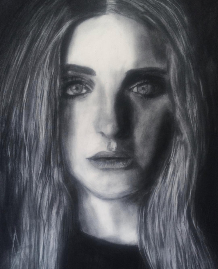 Charcoal portrait of a model